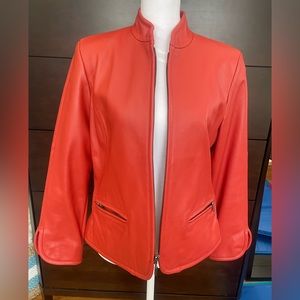 Valerie Stevens Orange Leather Coat Size Small